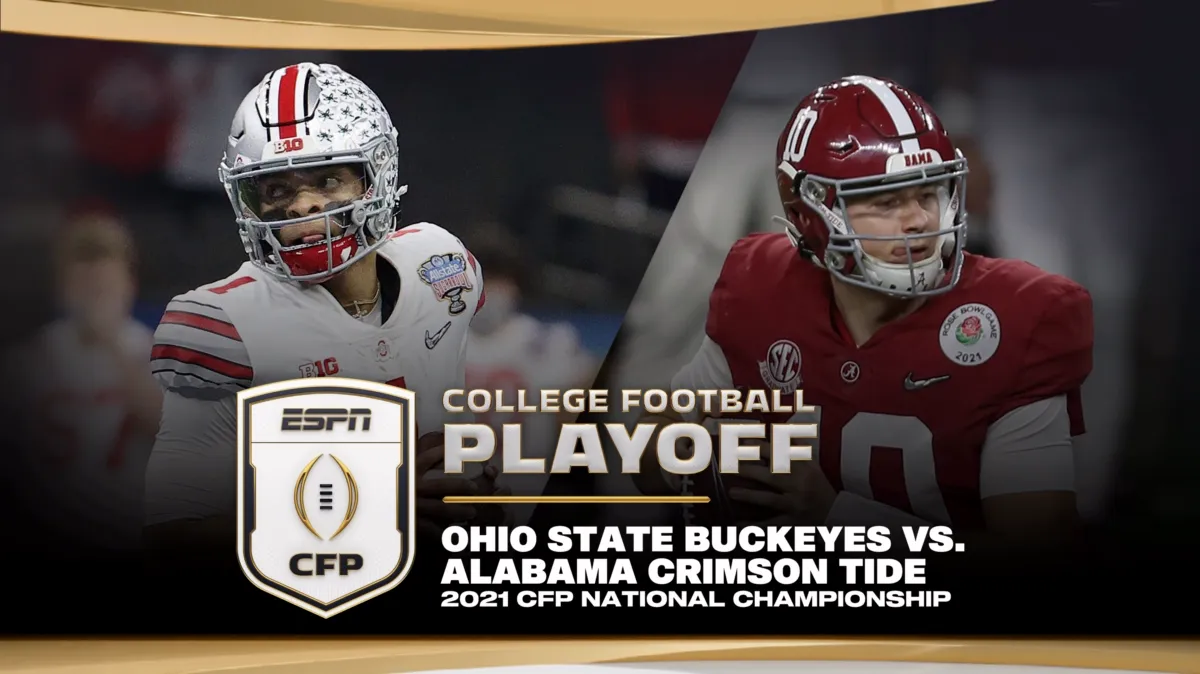 2021 CFP National Championship: Ohio State vs. Alabama poster — movie on Disney+