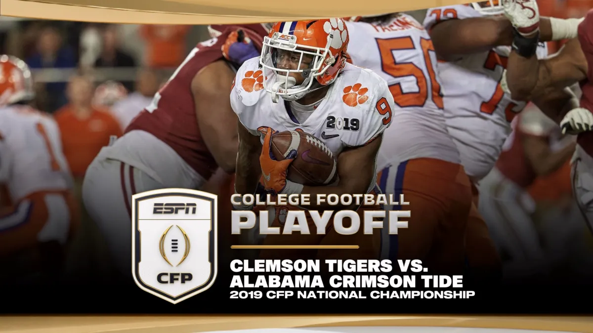 2019 CFP National Championship: Clemson vs. Alabama poster — movie on Disney+