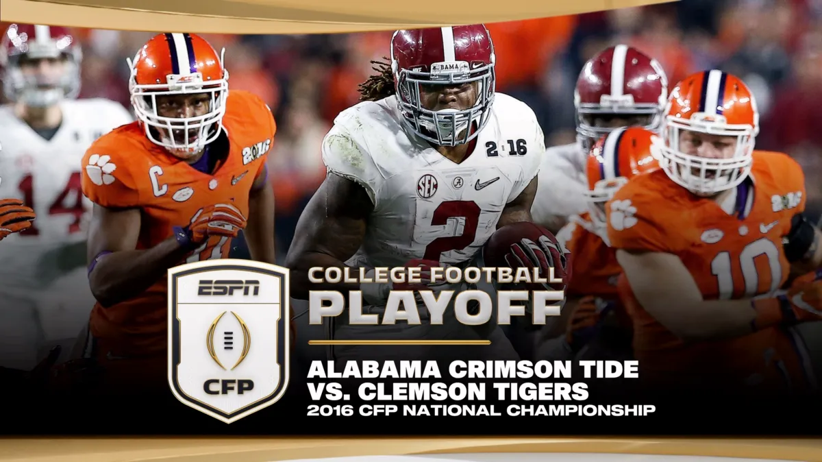 2016 CFP National Championship: Alabama vs. Clemson poster — movie on Disney+