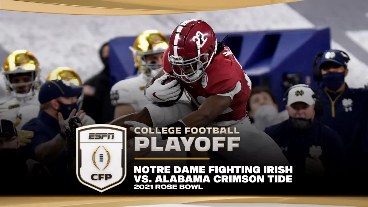 2021 Rose Bowl: Notre Dame vs. Alabama poster — movie on Disney+